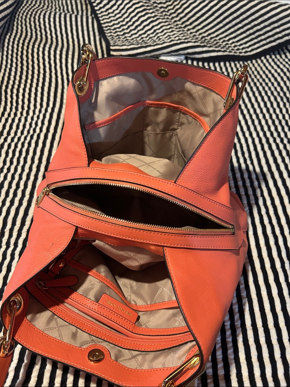 Michael Kors Coral-Peach Leather Shoulder Bag - Picture 13 of 13